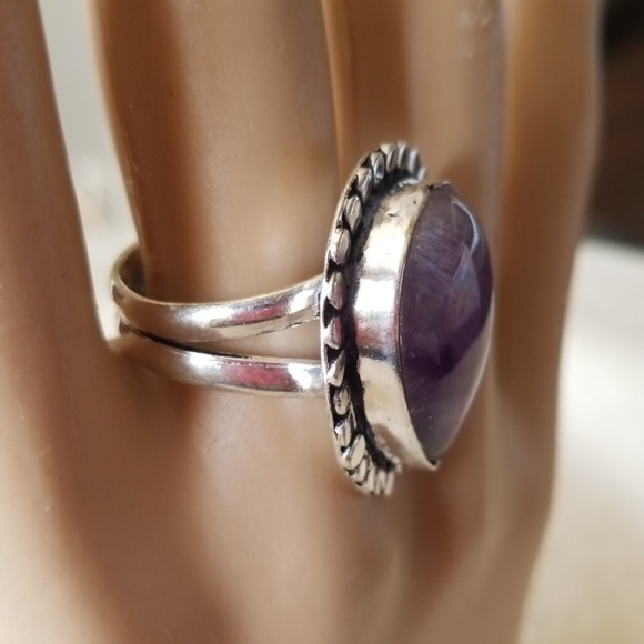 Host Pick !! Silver Purple Western Cocktail Ring Valentines Day - Picture 7 of 9